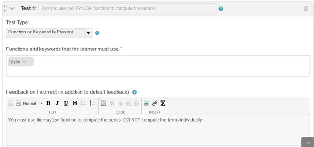 Example of test type function or keyword is present