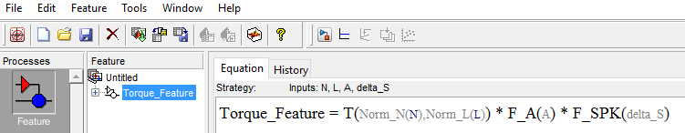 CAGE torque feature equation tab.