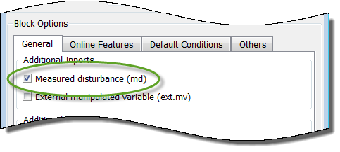 General tab of the Block Parameters dialog box, of the MPC Controller block mask