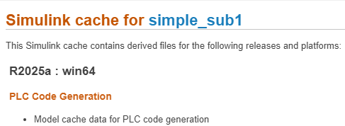 Simulink cache file content for the simple_sub1 model cache file.