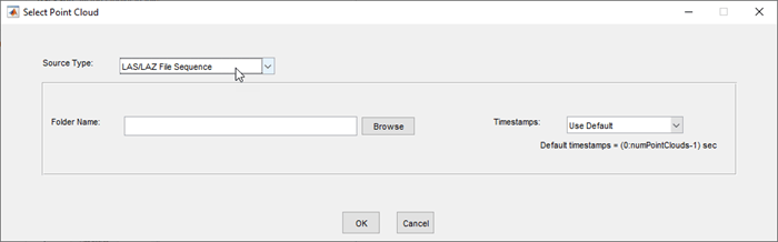 Add Signal dialog box with Source Type set to LAS File Sequence