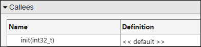 Function init appears in Callees section of test.