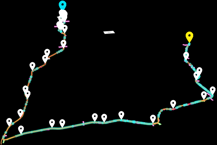 Imported HERE HD Live Map data using specified route