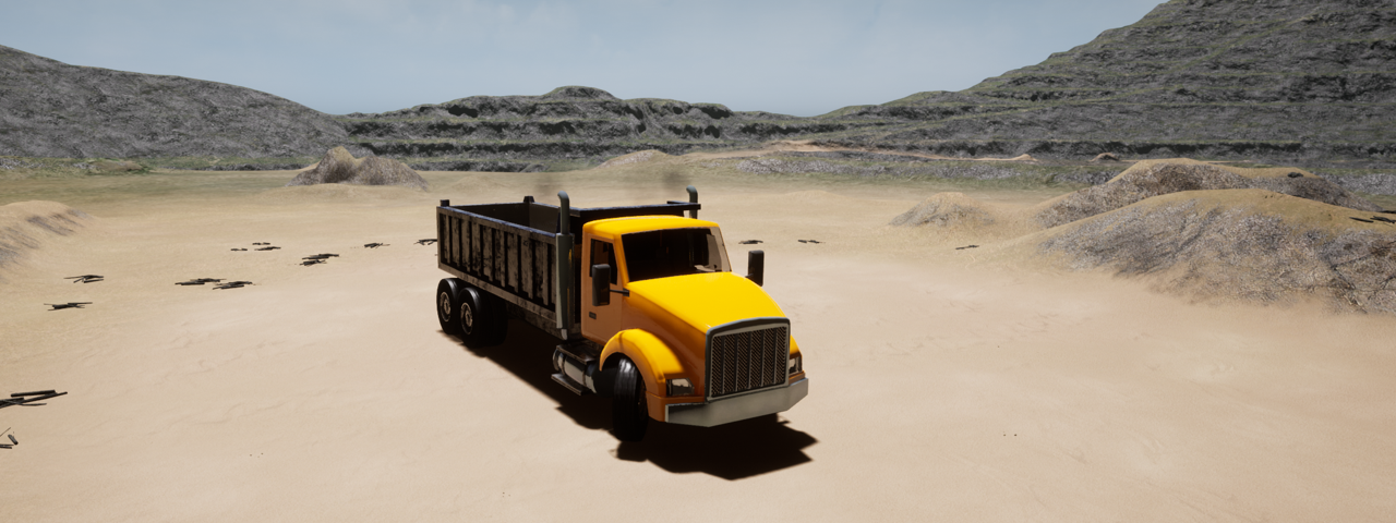 Dump truck in pit mining scene