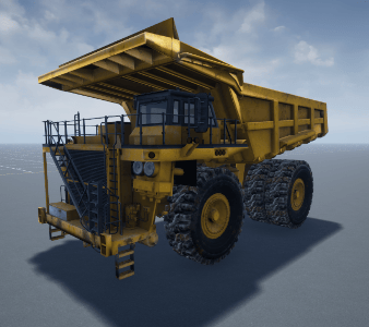 Haul truck in Unreal Engine simulation environment.