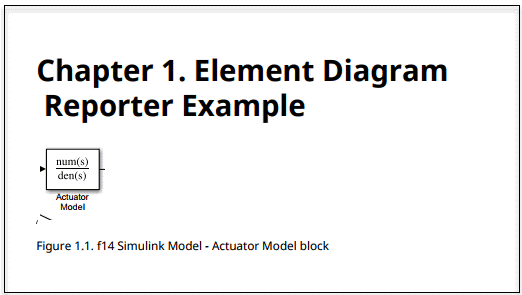 Element diagram with caption that reads f14 Simulink Model - Actuator Model block