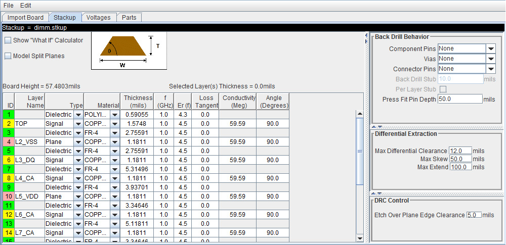 Stackup and Padstack editor