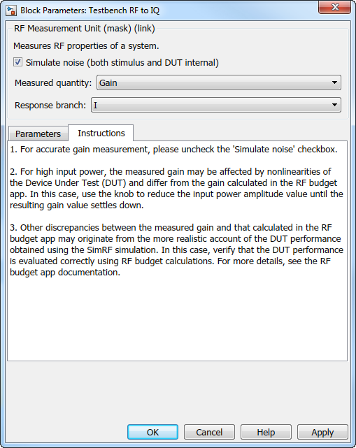 RF Measurement Unit mask displaying Instruction tab.