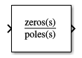 The Zero Pole block shows the transfer function with a generic numerator and denominator.