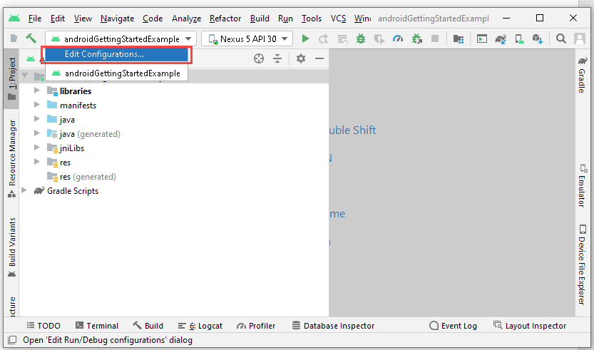 Android Studio Edit Configurations
