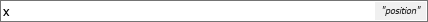 Text box for a parameter value displays the variable name x on the left, and "position" on the right