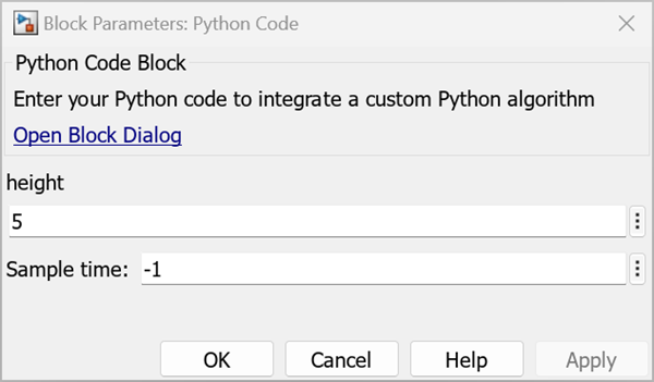 Block dialog mask with code-defined parameters