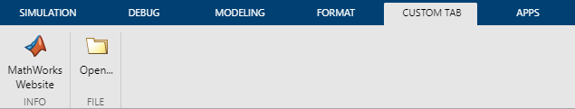 The custom MathWorks Website button appears in the Info section.