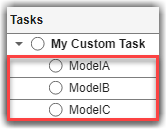 Tasks column in Process Advisor showing My Custom Task iterating over several models