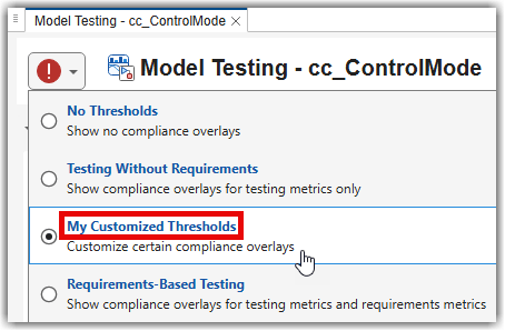 Example of custom threshold set name in threshold settings for a dashboard