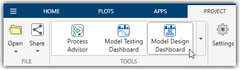 Model Design Dashboard button in the menu