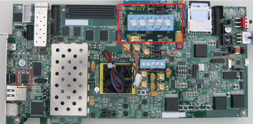 SW11 switch and pin positions on the ZC706 board