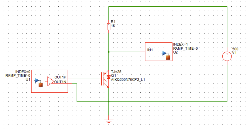 SIMetrix schematic of a Cosimulation Interface with an input and an output