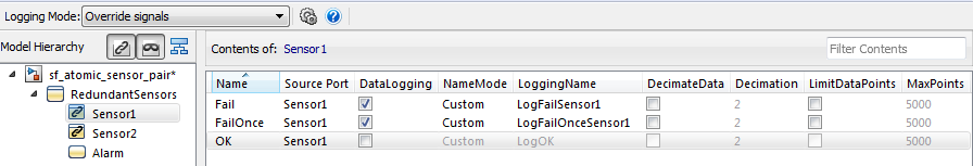 Simulink signal logging selector that shows different logging properties than the library chart.