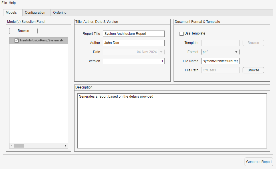 System Architecture Report tool