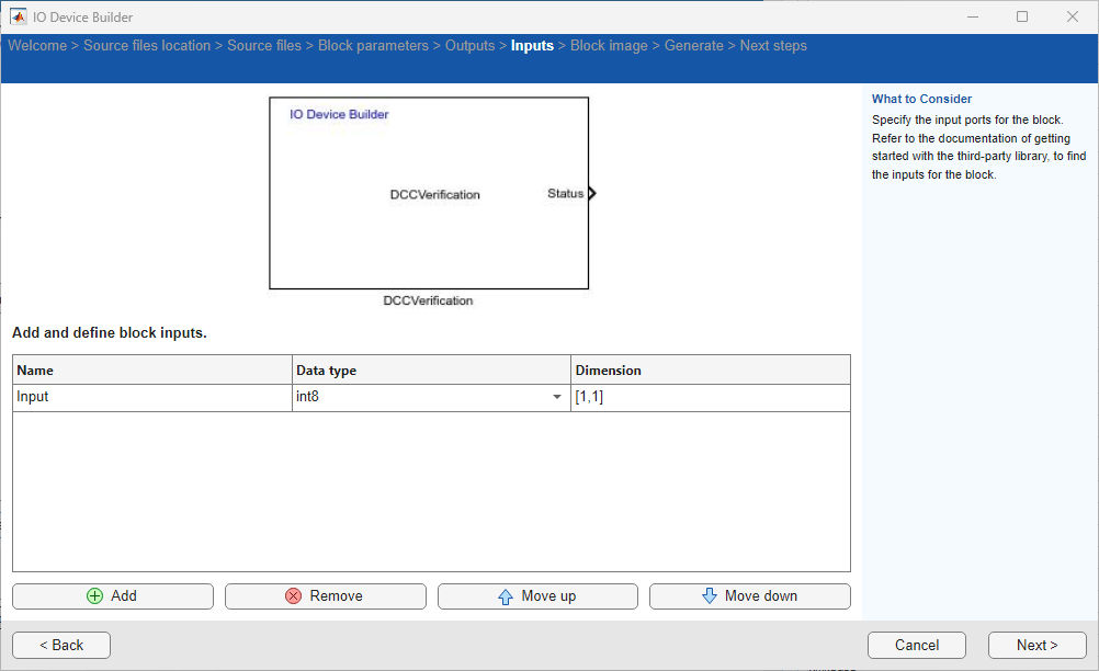 select inputs for block