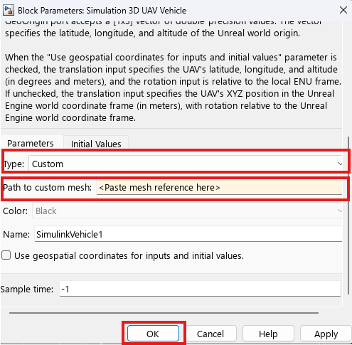 Simulation 3D UAV Vehicle block mask.