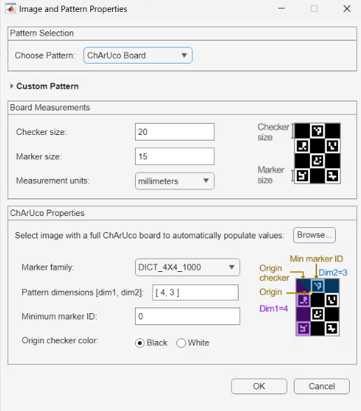 ChArUco Board dialog