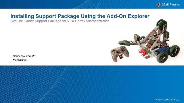 Use Add-On Explorer in MATLAB to install a hardware support package.